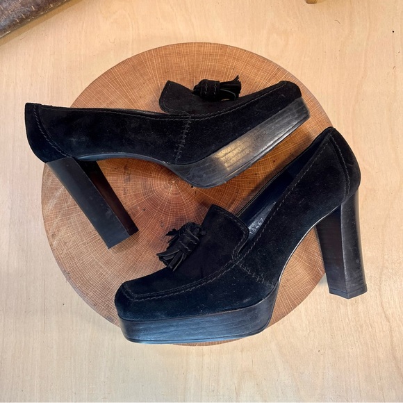 *Stuart Weitzman | Black Suede Loafer Pumps Size 8M - Picture 4 of 16